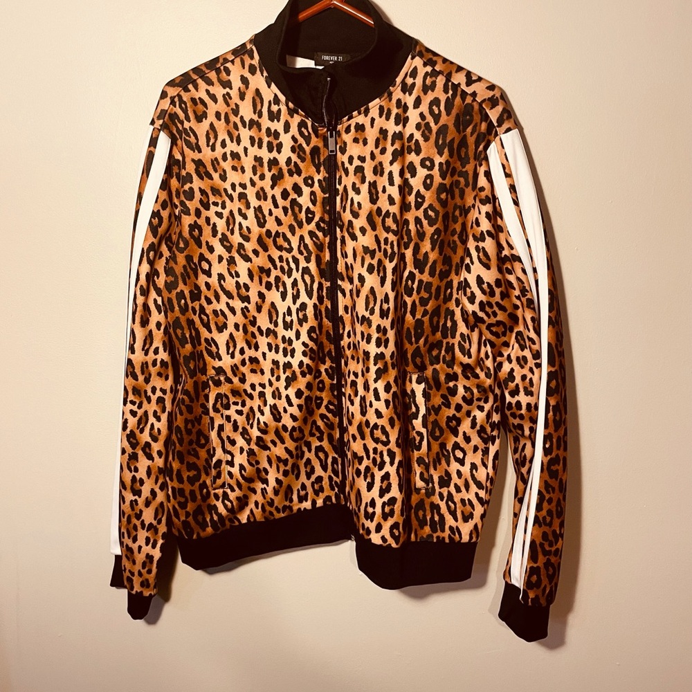 Leopard print track jacket